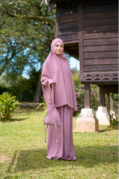 Telekung Lily Flamingo Pink